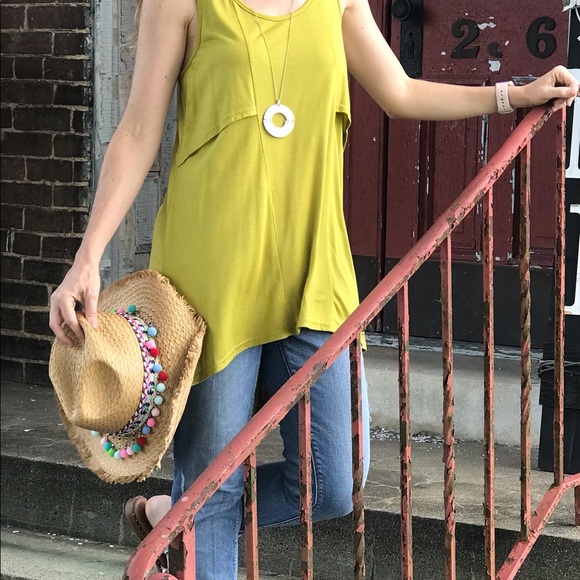 Chartreuse Lace Back Tunic - Picture 3 of 6